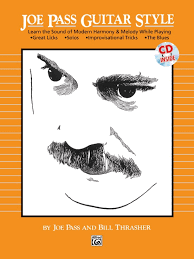 Capa do livro Joe Pass Guitar Style de cor laranja com ilustração do rosto de Joe Pass.