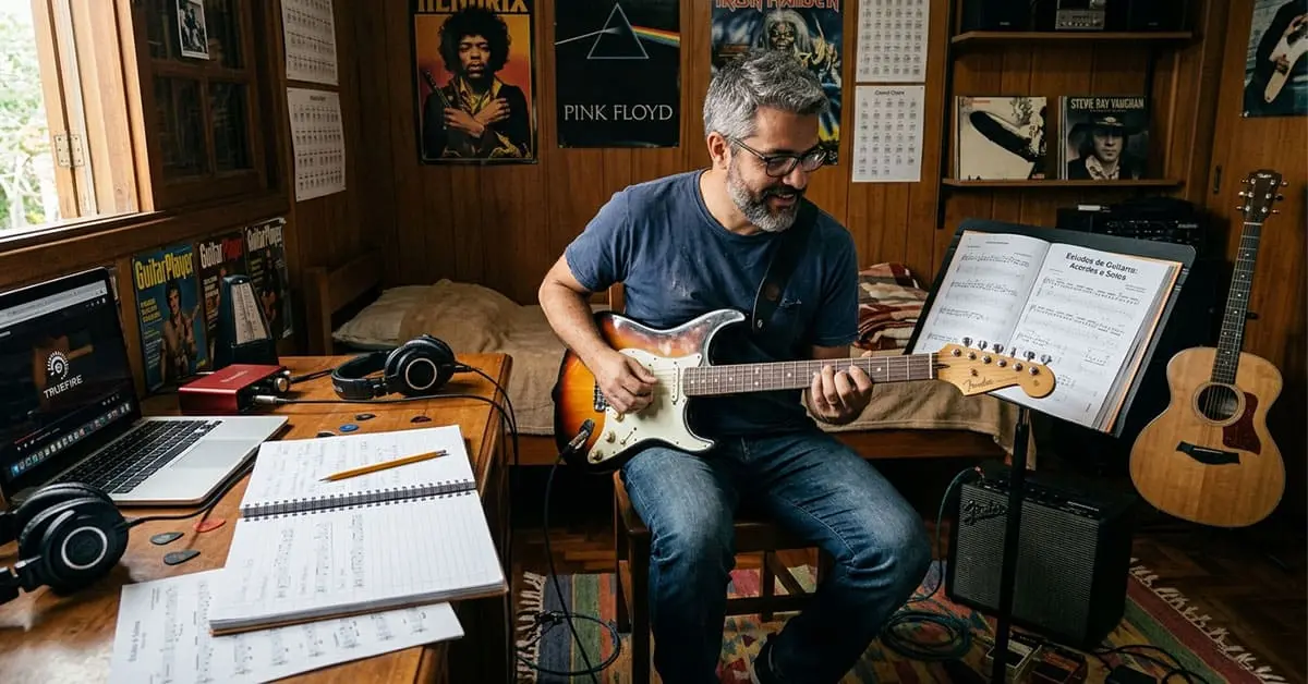 rotina de estudo de guitarra organizada